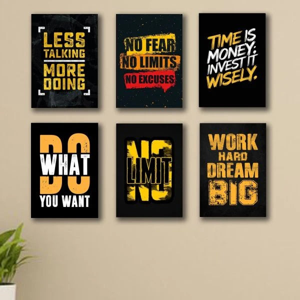 Set of 6 Motivational Wall Art Wooden Phototile Frames for Wall Decor