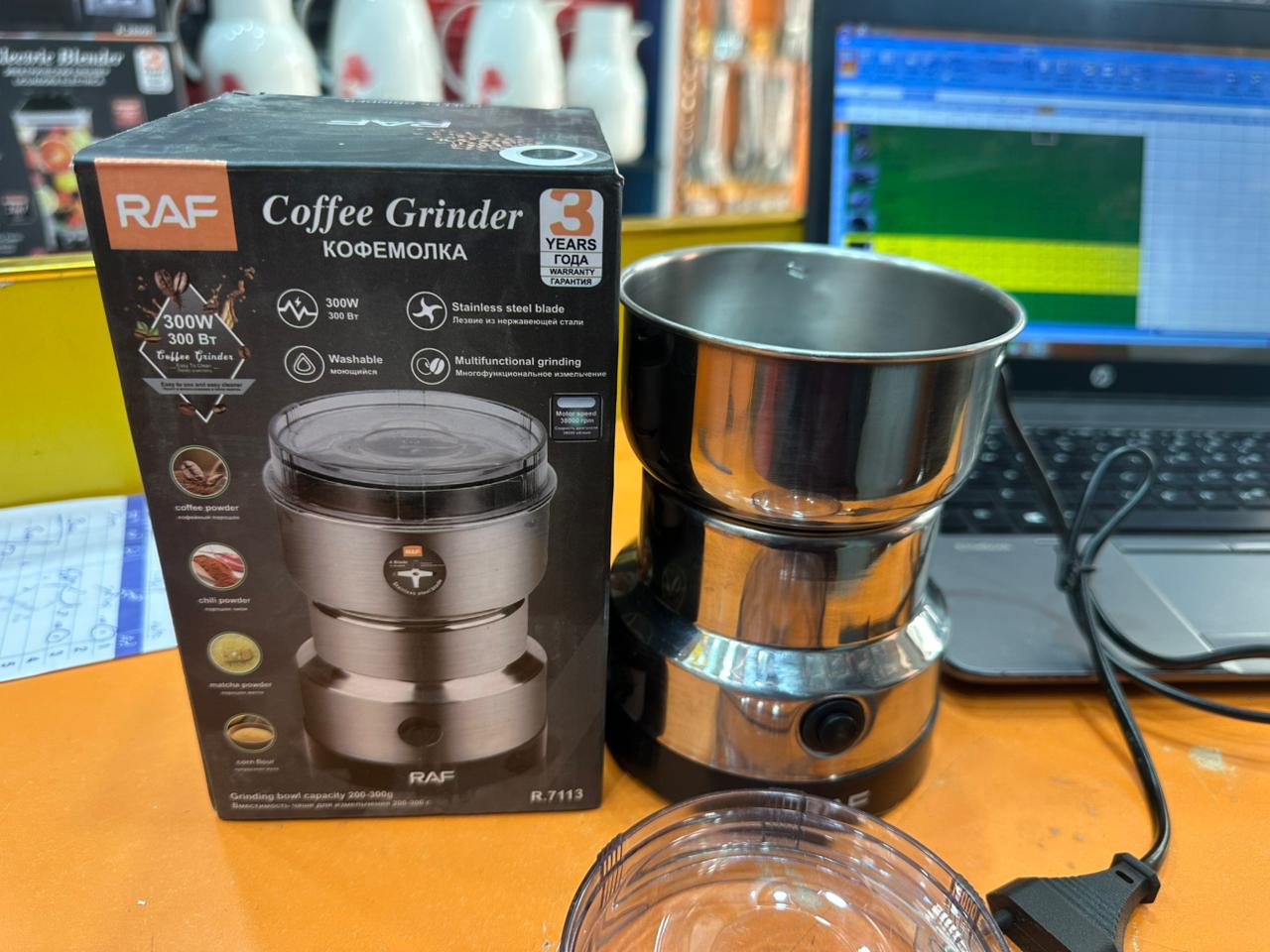 Mini Electric Grinder Machine 300W Stainless Steel – Coffee, Spice &amp; Masala Blender (220V)