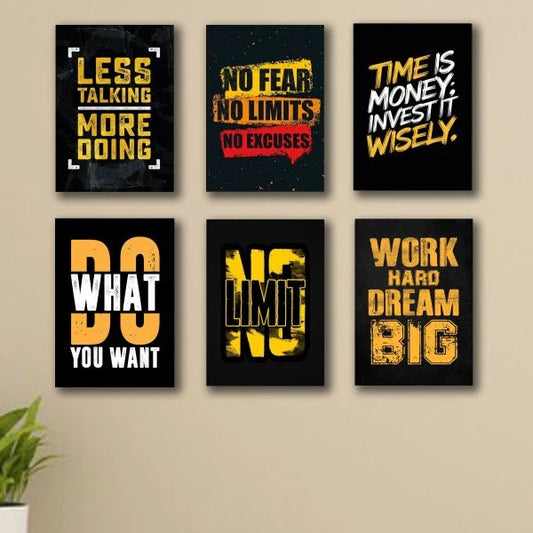 Set of 6 Motivational Wall Art Wooden Phototile Frames for Wall Decor